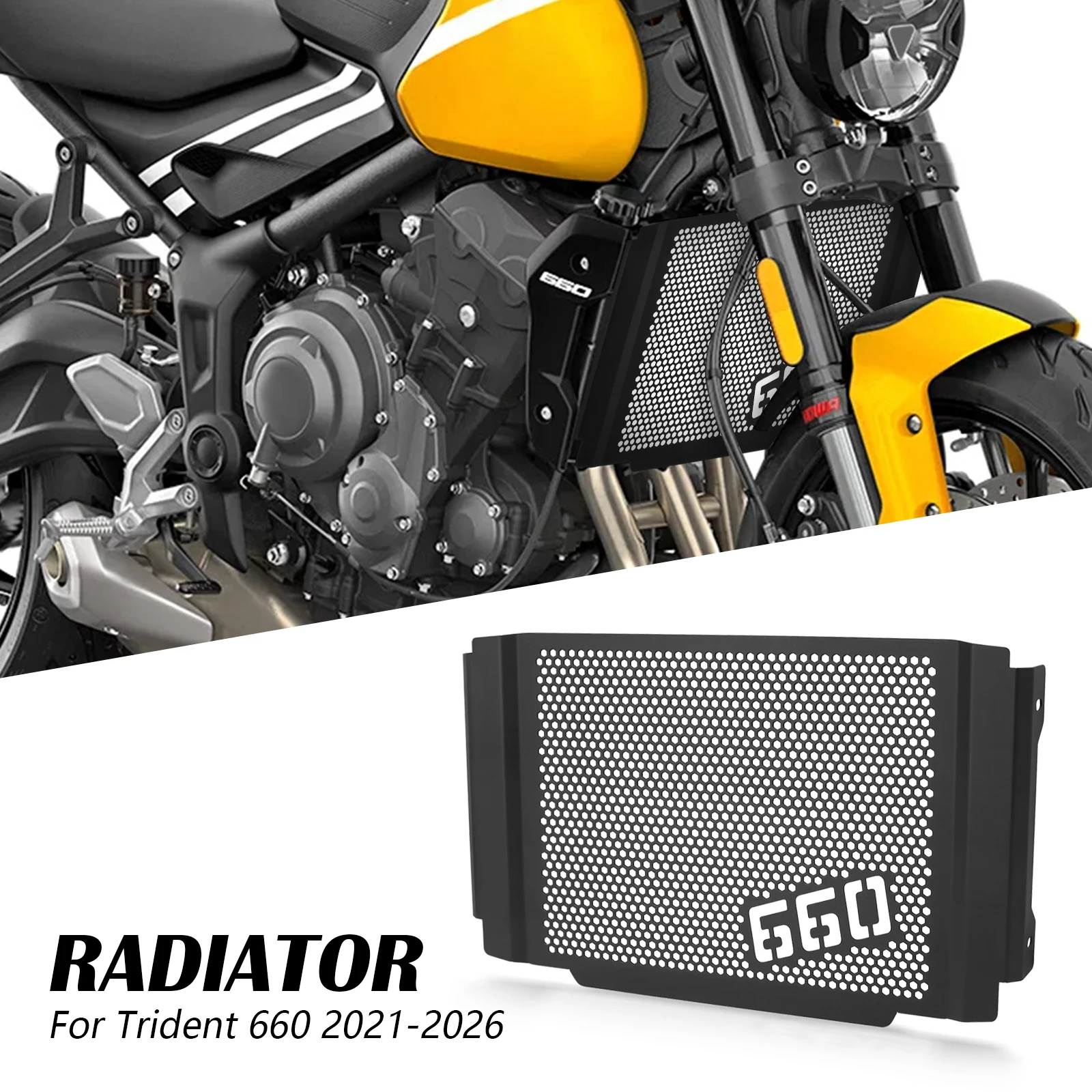 

Новые аксессуары для мотоциклов Trident 660 (2021-2024, 2025, 2026): Защитная решетка радиатора / Защитный кожух