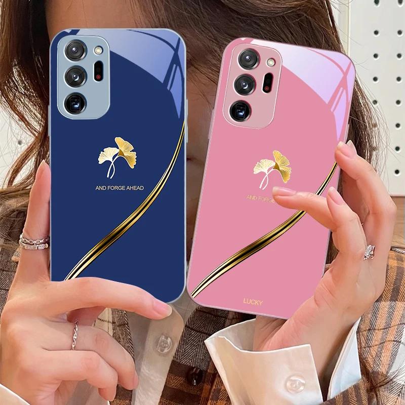 

Gold foil ginkgo leaves For Samsung M 02 12 Note 8 9 10 20 A 01 A02 A03 Core 04 A05 06 10 12 13 14 15 A16 glass Ultra phone case