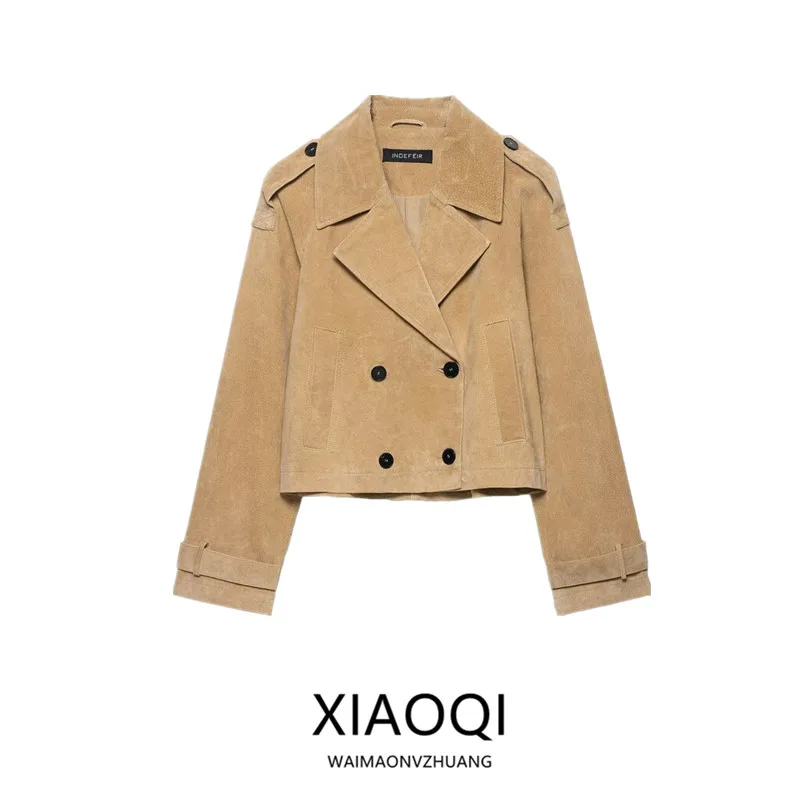 

2025 Autumn New Women's Commuter ort Sle Jaet Coat Versatile Outerwear Windproof Ladies' Faion Cact Size 30257