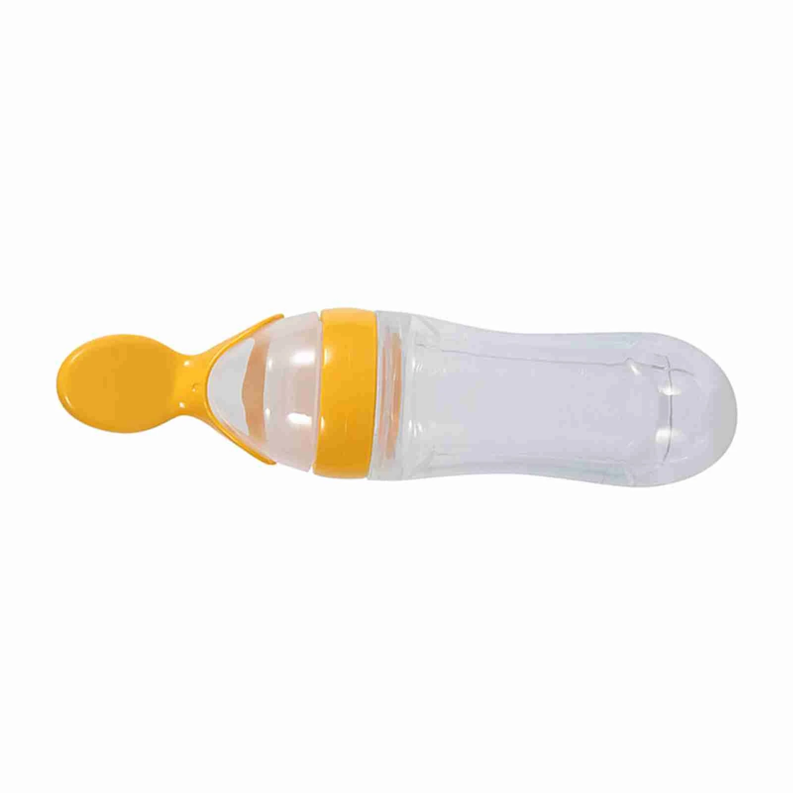 90mL Silicone Baby Toddler Feeding Bottle with Spoon Fresh Food Cereal Squeeze Feeder