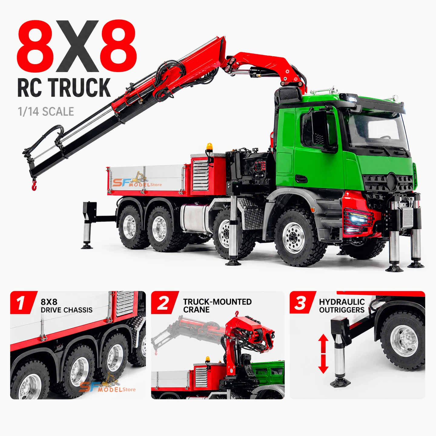 LESU トラック搭載クレーン 1/14 3363 8X8 - Rc Hydraulic Dump Truck 8X8 Metal のレビューと価格