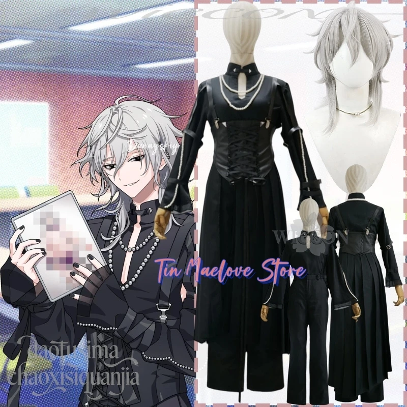 Domeki Kuguri Cosplay Anime juego 18TRIP Ev3ns disfraz gótico negro Punk Top pantalones vestido collar de perlas Navidad fiesta de Halloween
