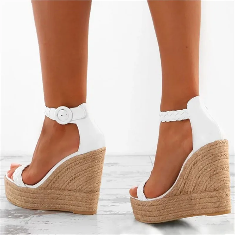 Golden white Summer Sexy Platform Shoes Wedges Sandals High Heel Fashion Open Toe Elevator Women Pumps Sandals Plus Size 34-43