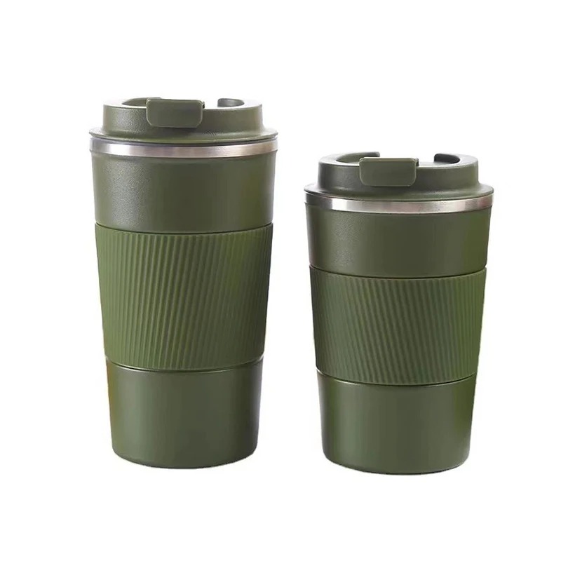 Copo de café térmico de aço inoxidável, caneca antiderrapante, garrafa isolada para viagens e carro, 380ml 510ml