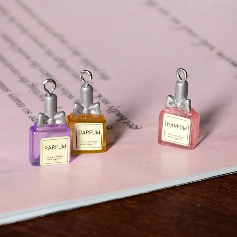 10 Pieces Cute Valentine Day Perfume Bottle Resin Mini Charms Handmade Pendant Decor For Keychain DIY Jewelry Accessories