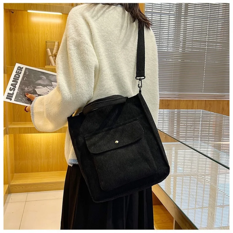 Bag for Women 2023 Corduroy Shopper Bag Designer Handbag Autumn and Winter Girls Student Bookbag Female Canvas Shoulder Tote Bag