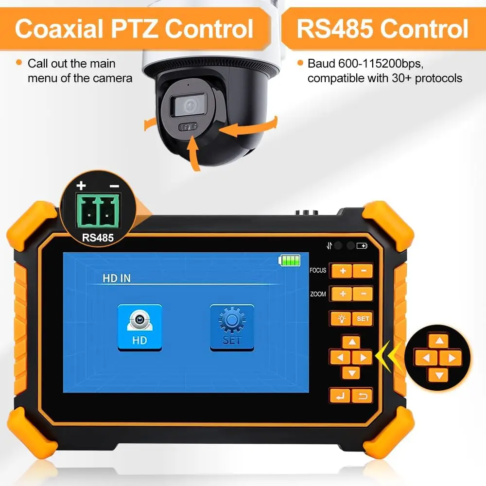 4-in-1 HD CCTV Tester Monitor Auto HD Coaxial Camera Tester, 4K 8MP CVI/TVI/AHD/CVBS Analog Camera/UTP Cable Test - view 6