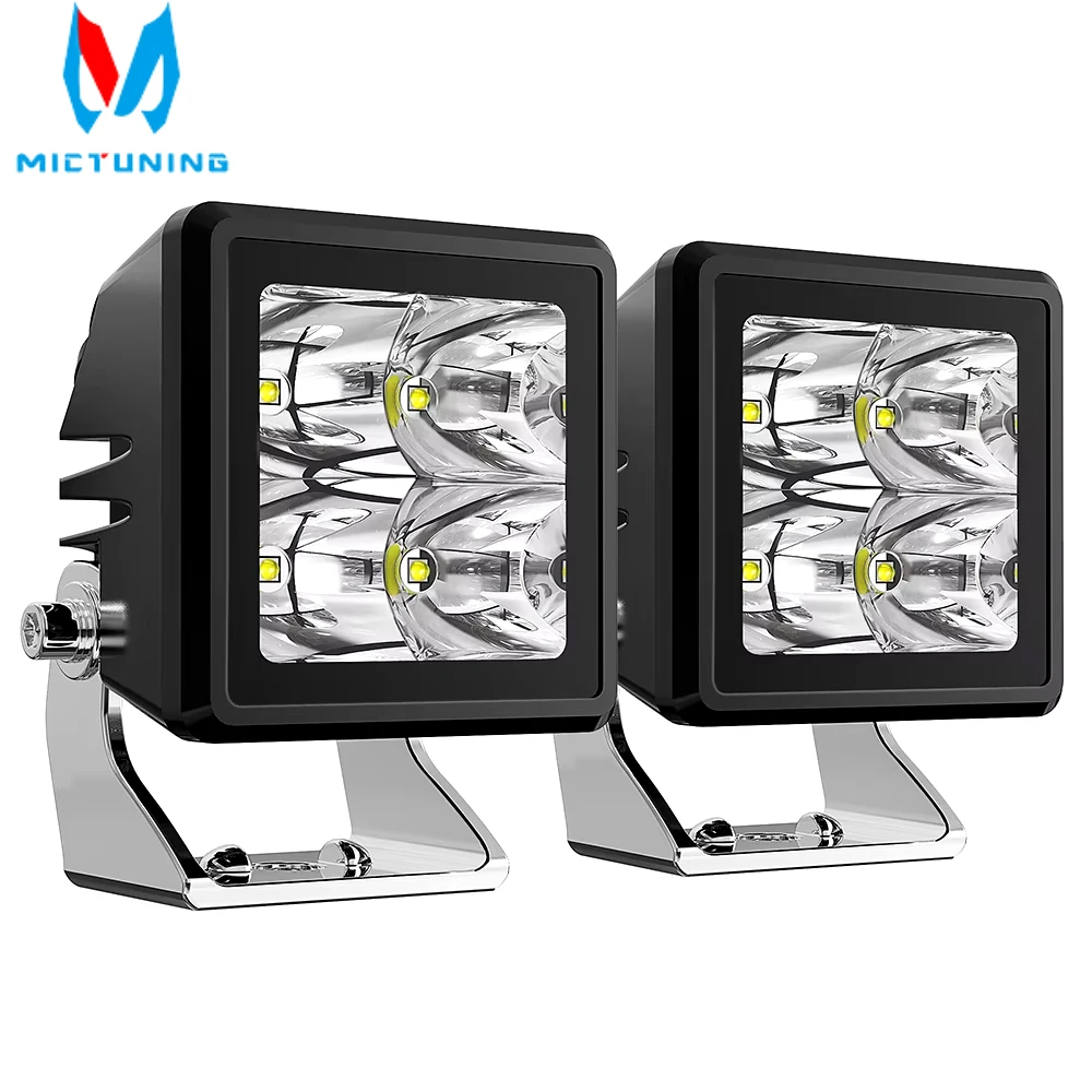 MICTUNING 20W LED Work Light 2pcs Bezel-Less LED Driving Spot Lights Fog Light For Off Road 4x4 Truck Boat SUV ATV Tractor Boat