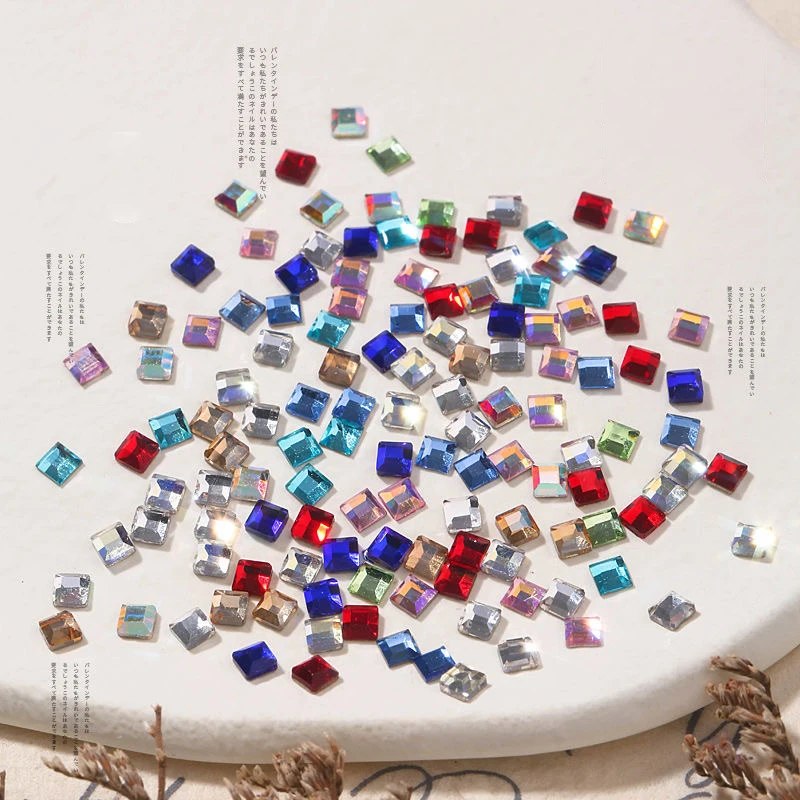 Sparkling 3MM Square Glass Crystal Flatback Nail Art Rhinestone 26 Color Stones DIY Decorations Manicure Diamond 40/120Pcs