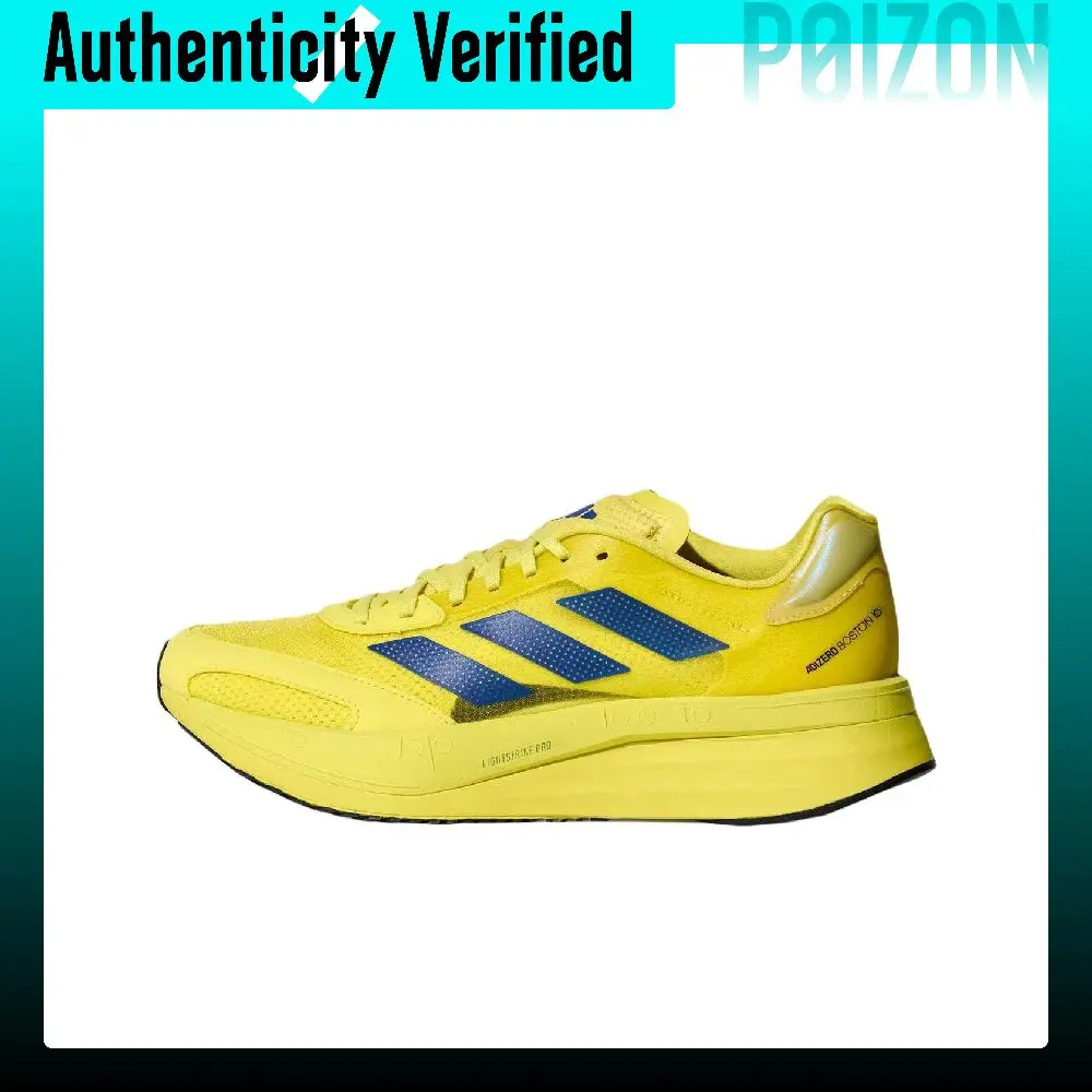 Adidas Adizero Boston 10 Slip Resistant Coverage Low top Marathon Running Shoes Unisex Yellow Black KH7255