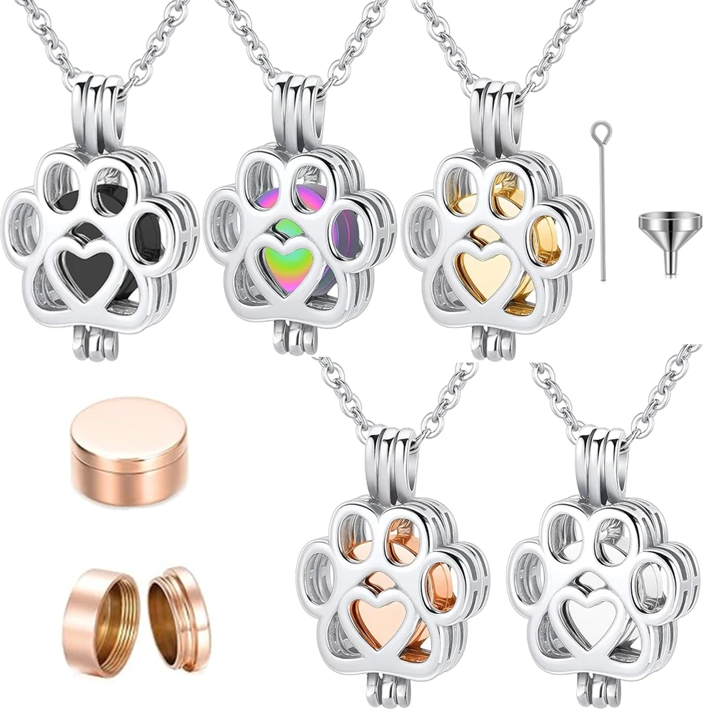 Haustier Feuerbestattung Schmuck für Asche für Hundepfote Edelstahl Memorial Medaillon Urne Halskette innen Mini Fall Andenken Feuerbestattung – Detail 1