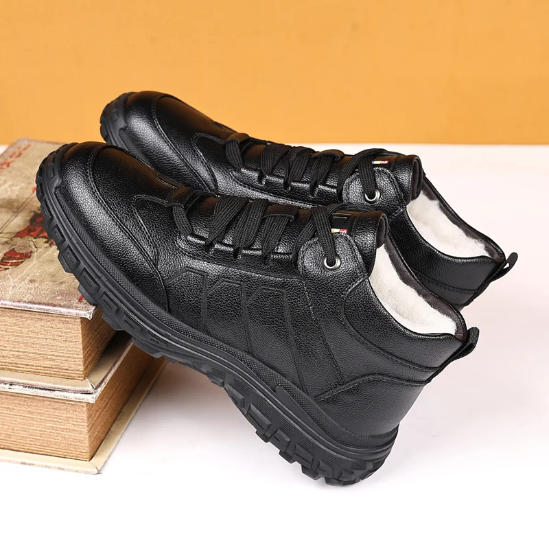 Zapatos de senderismo con forro polar cálido y grueso para hombre, calzado informal de invierno, estilo coreano, transpirable