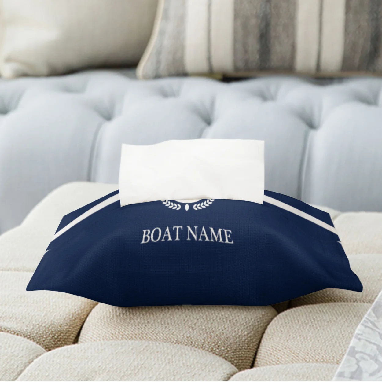 Dark Blue Nautical Series Decorative Tissue Box Linen Tissue Box Car Tissue Box Hotel Restaurant Tissue Box Can Be Customized