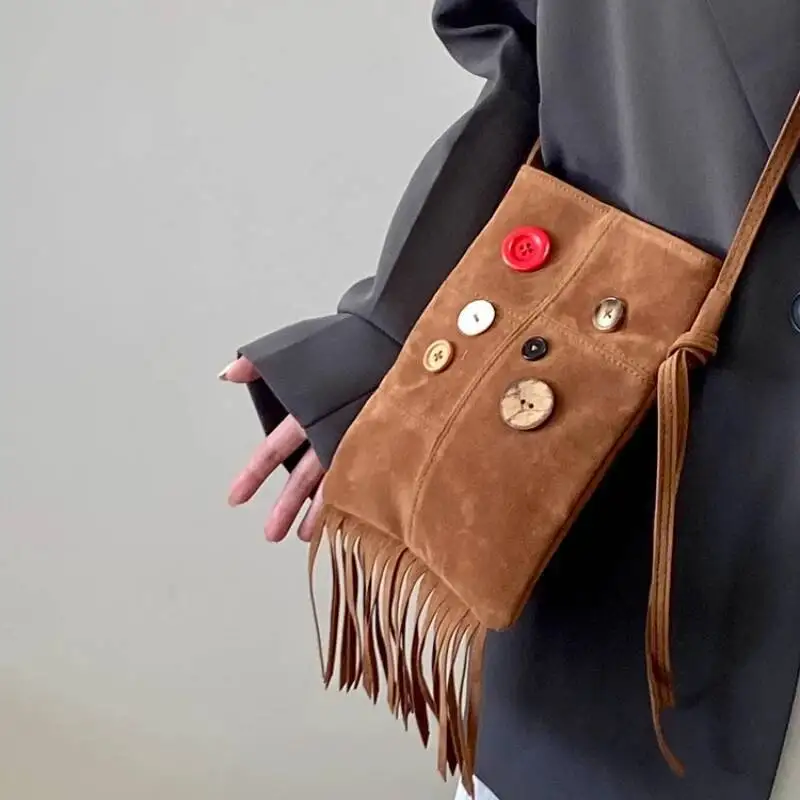 กระเป๋าสะพายไหล่สไตล์วินเทจญี่ปุ่น Y2k แฟชั่นผู้หญิง กระเป๋าใส่โทรศัพท์มือถือขนาดเล็กแบบมีกระดุม สไตล์ลำลอง น่ารัก กระเป๋าถือแบบสะพายข้าง