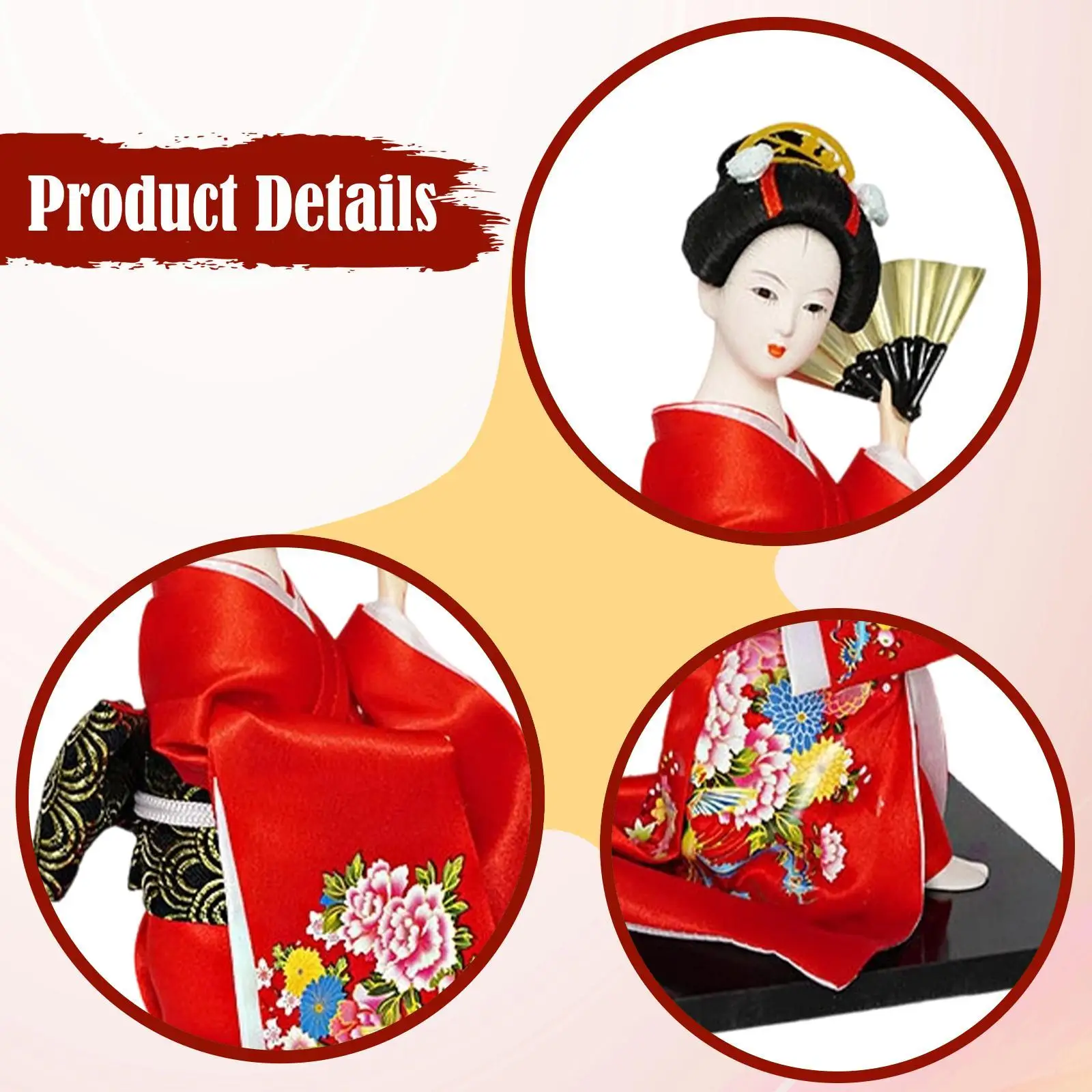 Japanese Geisha Kimono Doll Asian Kabuki Figure Home Office Decoration Folk Ethnic Geisha Figurine for Store Cabinet Desk