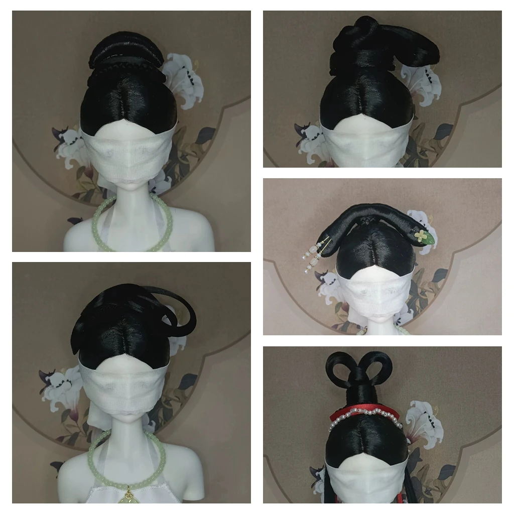 

1/4 1/3 Scale BJD Doll Ancient Costume Hanfu Wigs 5pcs Magnetic Suction Hairstyle Fairy Wig For MSD SD13 Girl Uncle Accessories