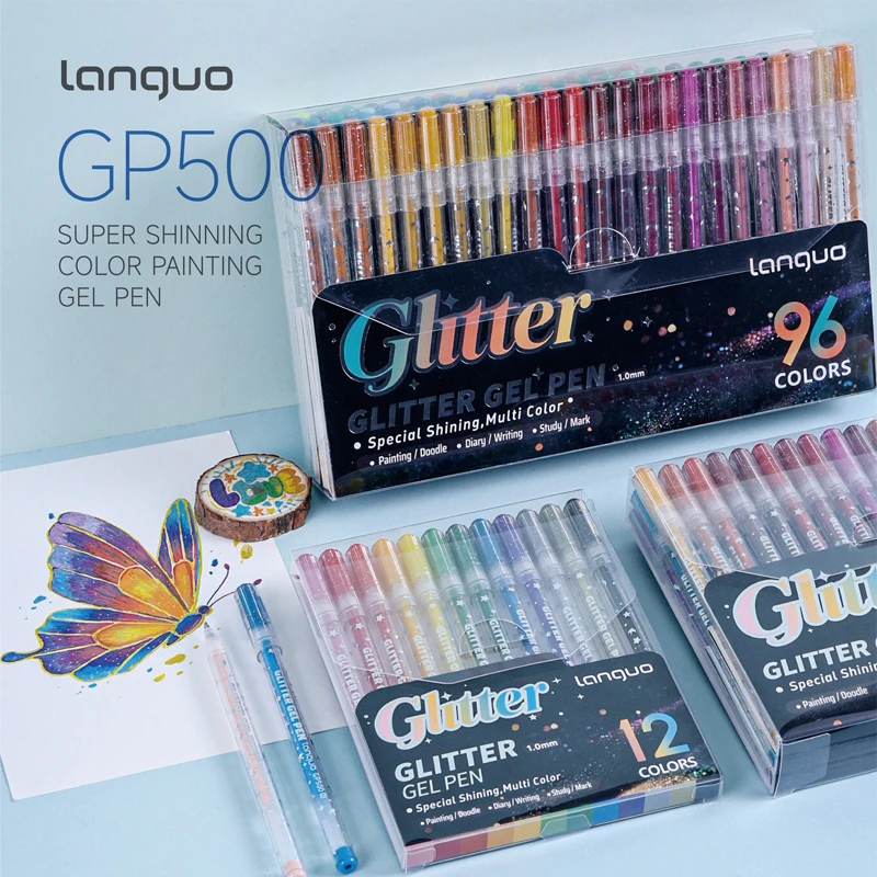 12-96 Color-Changing Glitter Gel Pens, Aurora Shiny Sparkling Star Highlighter Pens for Journaling, Drawing & DIY Art Creation