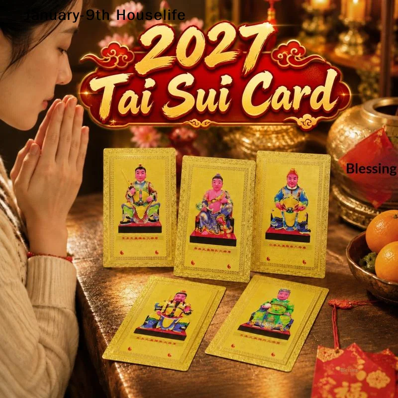 2027 Tai Sui Card Feng Shui Prayer Gold Card Exorcism Protection Gift Safe Bring In Wealth And TreasureJanuary-9th Houselife