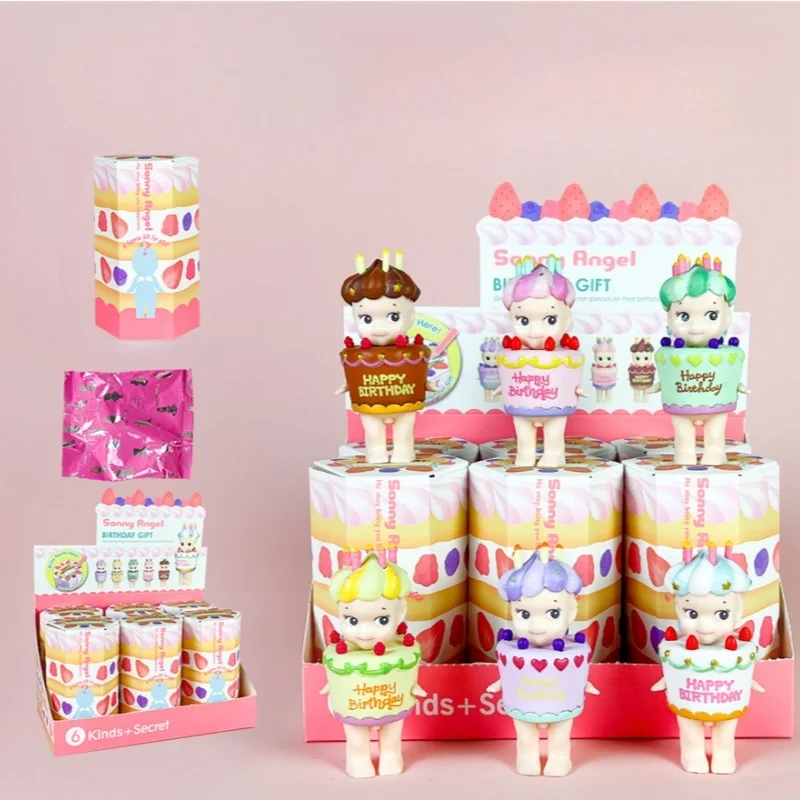 

Replica Sonny Angel Mini Figure Birthday Cake Series Angel Rabbit Surprise Blind Box Tideplay Toy Cure Doll Mascot Lucky Gifts