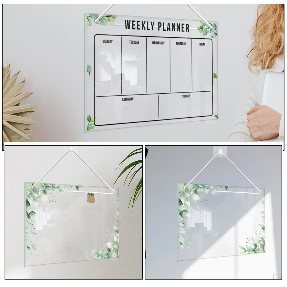 

Hanging Acrylic Dry Dry Erase Board Erase Whiteboard for Office Home Planner Small Weekly Magnetic Lines Blank Schedule