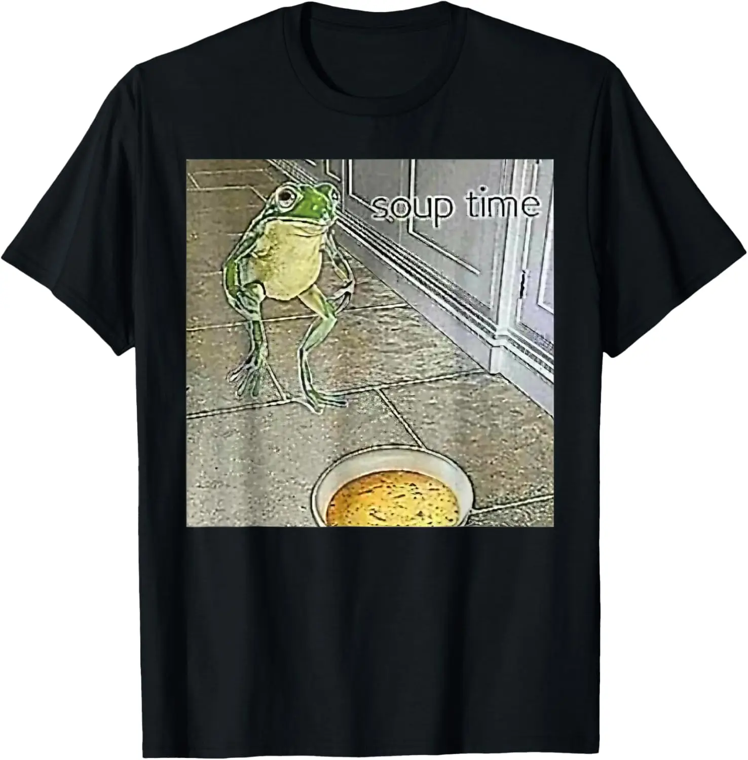 Soup Time Frog Weird Funny Oddly Specific Dank Meme T-Shirt 100% Cotton Trendy Y2K Short-Sleeve Tee-Soft, Quick-Drying,