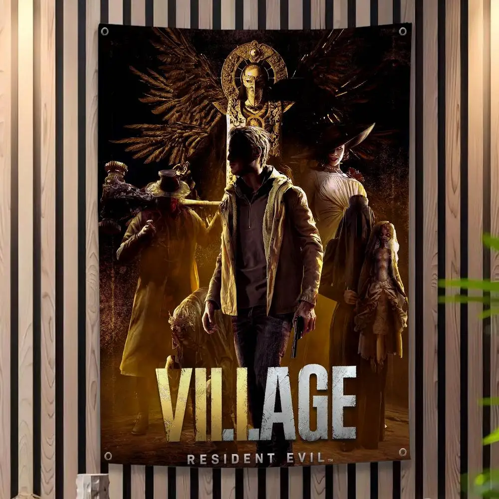 Resident-Evil 8 Village Family Gatherings Outdoor Atmosphere Flags Camping Decorations Banners