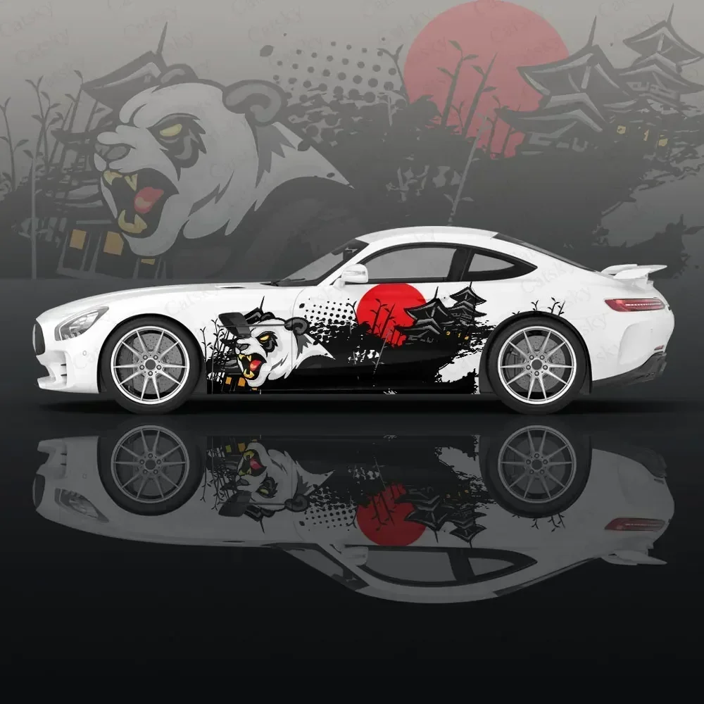 

Grumpy panda animal 2pcs car stickers universal modified racing car paint car stickers side packaging graphic pain car stickers