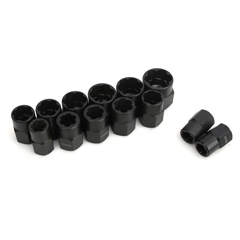 

13PCS Screw Remover Socket Hexagon Screw Tool Socket Bolt Nut Broken Wire Extractor Chrome-Molybdenum Steel