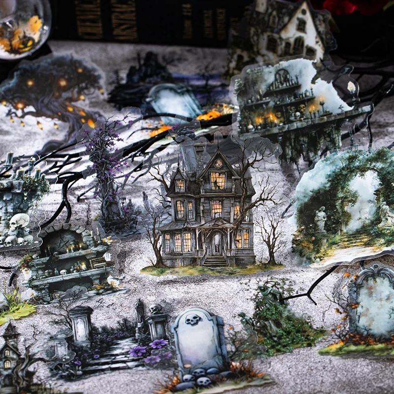 10 Blatt/Beutel Gothic Abandoned City Scenery Aufkleber für Scrapbooking Planer Notebook DIY Handyhülle Dekoration Büro Geschenk – Detail 4