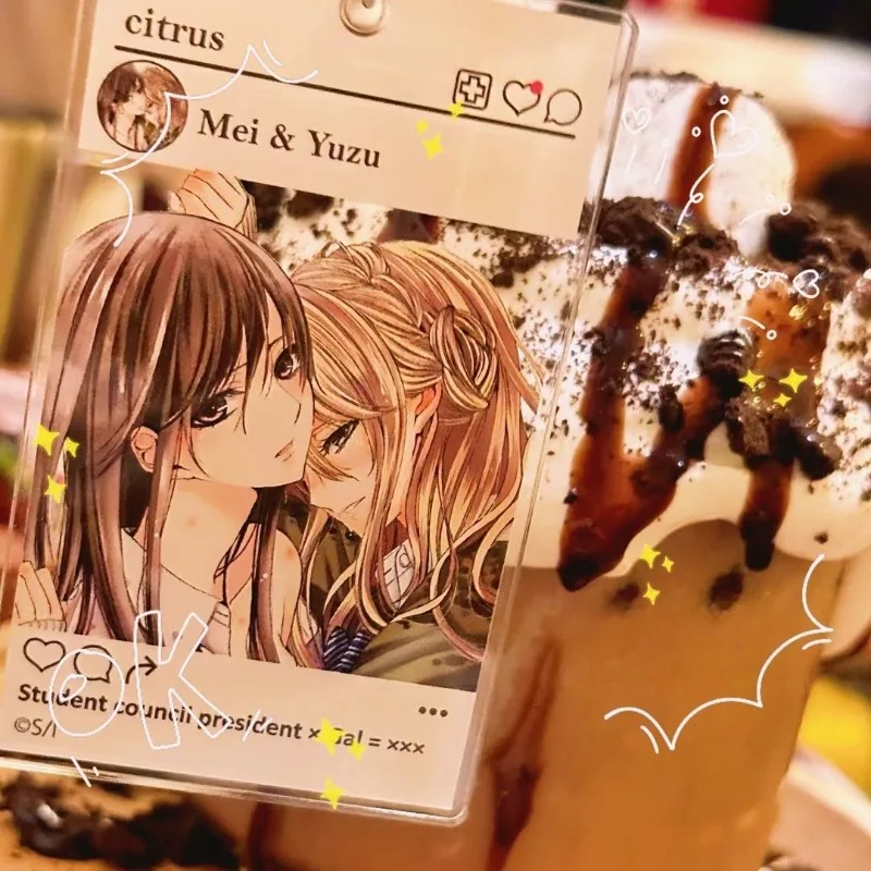 

Citrus Anime Acrylic Card Aihara Yuzu Photography Decoration Aihara Mei Transparent Card Kids Friends Gift for Fans Toys Cosplay