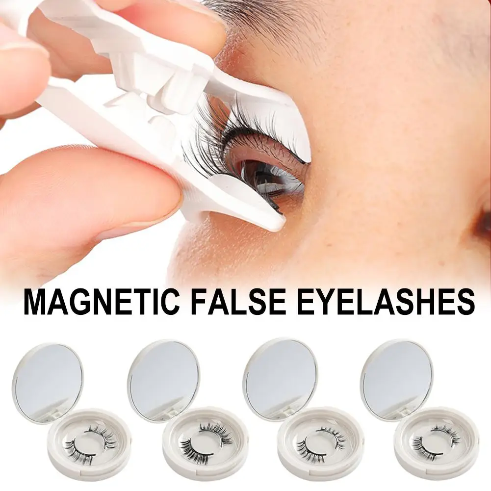 1Pairs Magnetic Eyelashes Handmade Fluffy Faux Mink Lashes Reusable No Glue Natural False Eyelashes with Tweezers Set Makeup