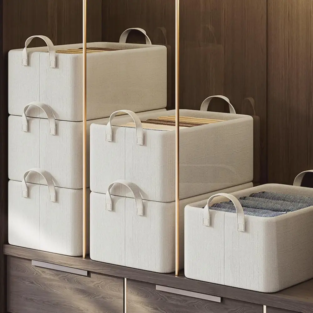 

Reinforced Handle Storage Basket Bamboo Cotton Storage Box with Reinforced Handles for Moisture proof