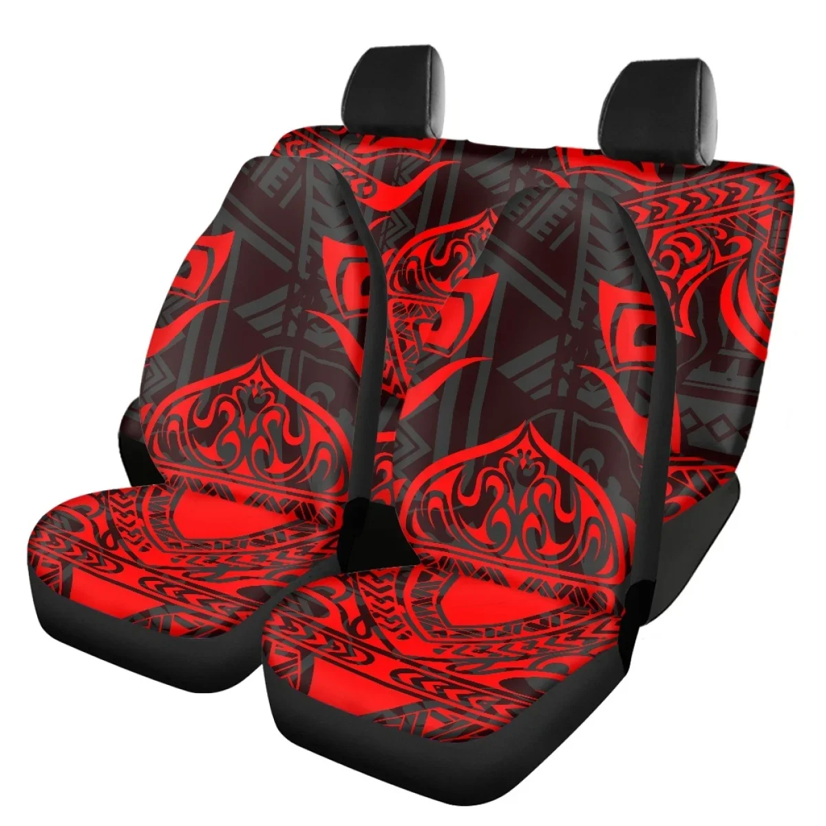 General Sedan Front and Rear Seat Cover Tribal Tattoo Print Women Car Seat Covers Breathable Full Set Utility Nonslip Car