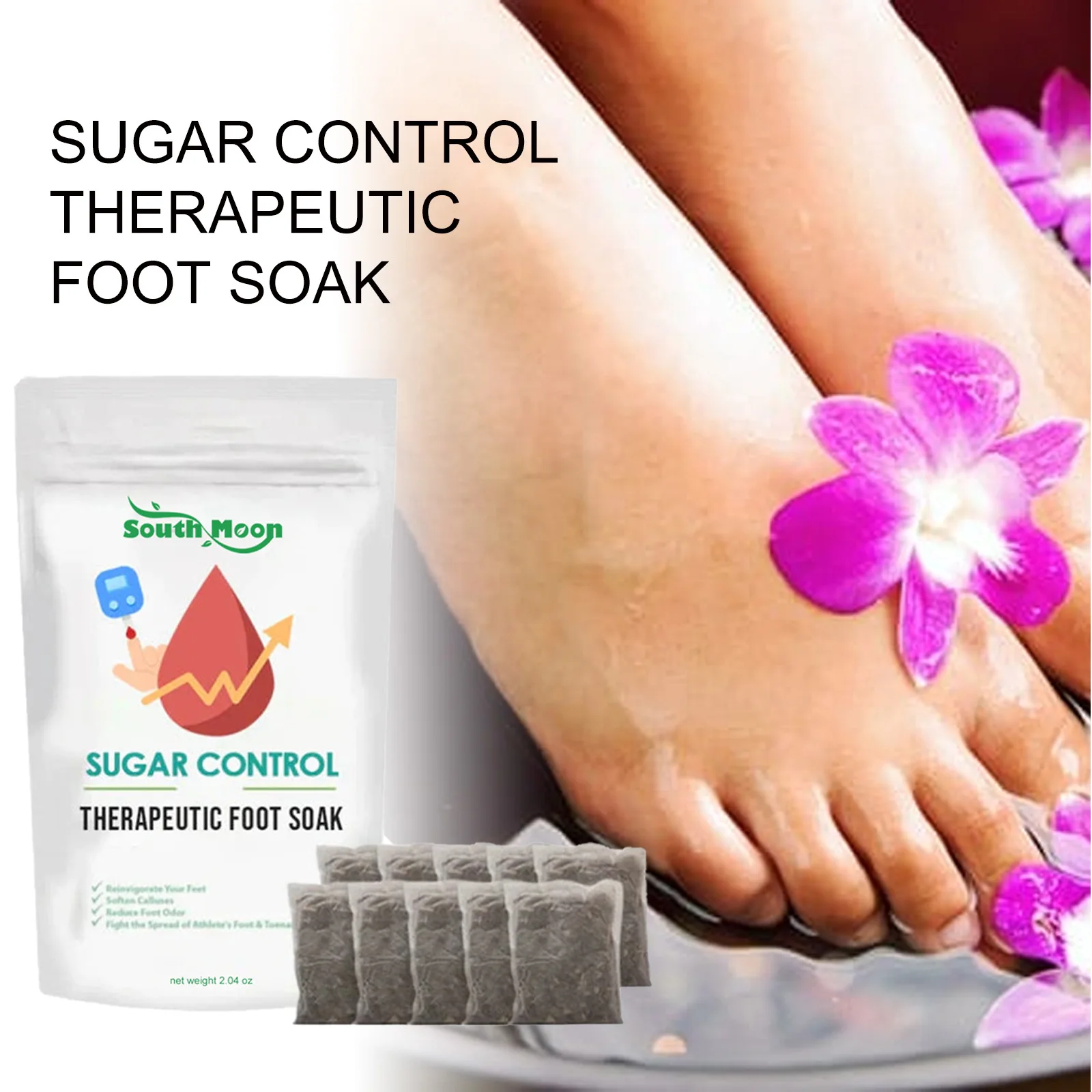 South Moon Diabetes Treatment Sugar Control Therapeutic Chinese Herb Foot Soak Bags Detox Glycemic Support Health Care Products