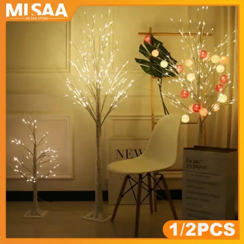 Christmas Decoration 2024 LED White Birch Lamp 60cm Birch Tree Home Bedroom Light Creative Christmas Tree Lighting Bedroom Light