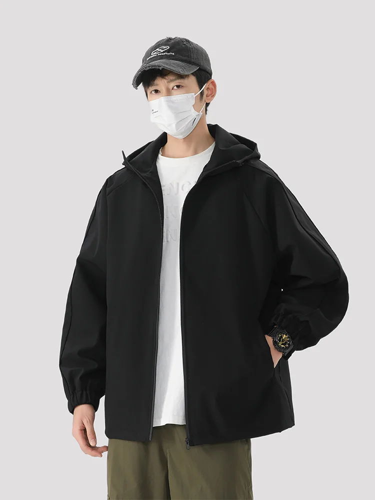 

Мужская уличная куртка, водонепроницаемая весенне-осенняя повседневная спортивная куртка американского бренда с капюшоном, ветрозащитное дышащее пальто на молнии...