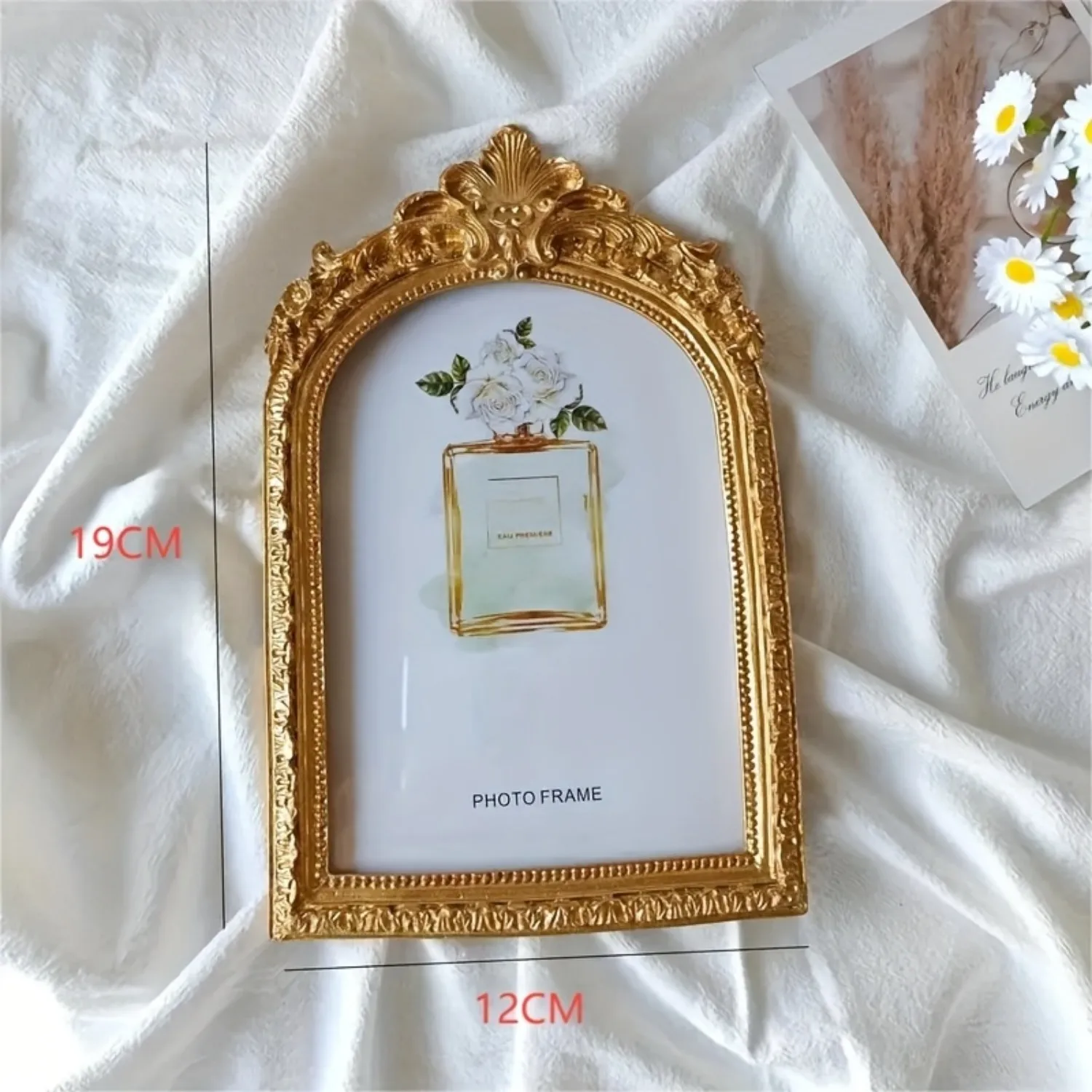 1 قطعة إطار صورة عتيق 4x6 سطح طاولة مزخرف عتيق وإطار صورة مثبت على الحائط، معرض صور، فن، ذهبي برونزي (4x6)