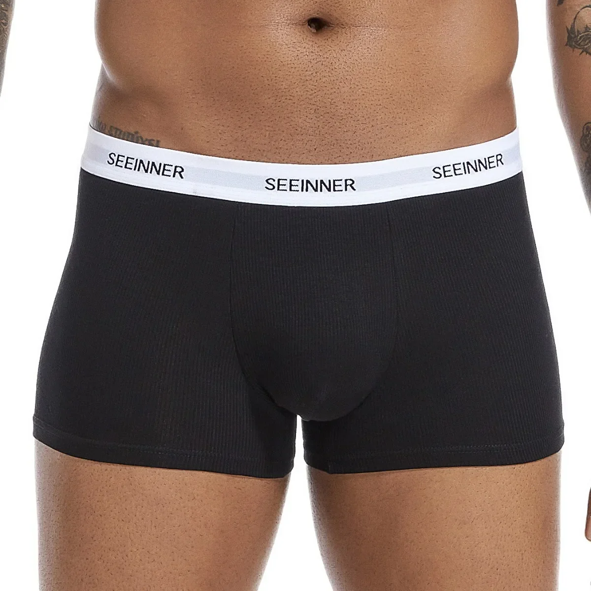 

Ribbed Bulge Boxy Underwear for Men U Convex Pouch Boxer Brief Rayon Soft Cozy Underwear Breathable Trunks Daily Wear Underpants