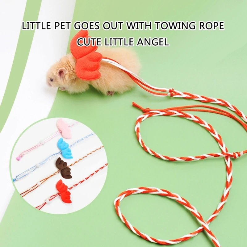 H7EA Plush Wing Hamster Harness with Traction Rope Comfortable Pet Wear for Hamster Ferrets and Small Animals Outdoor