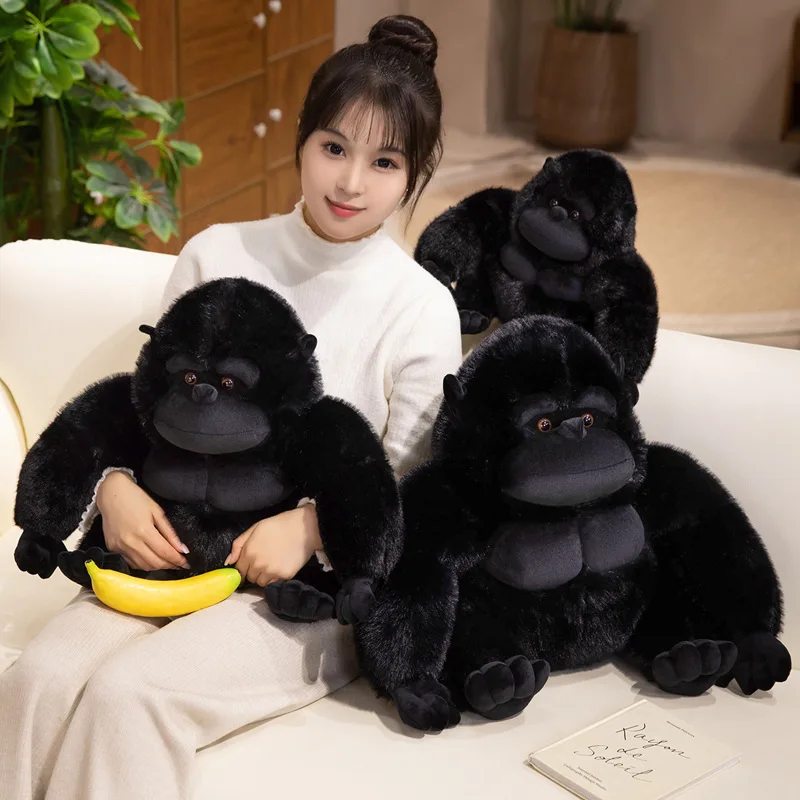 

Simulation Black Gorilla Plush Toy Cartoon Monkey Doll Soft Stuffed Animal Plushie Girls Comfort Rag Doll Home Decor