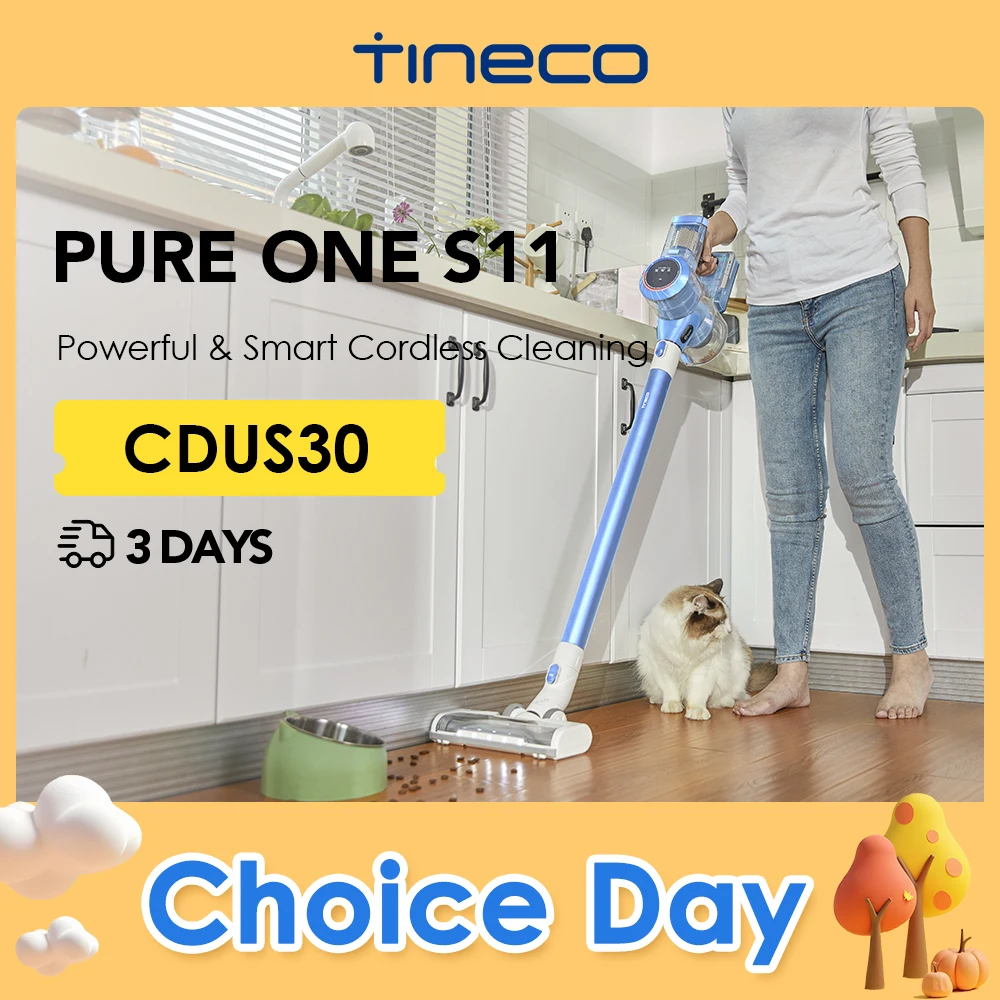 Tineco Pure ONE S11 Cordless Vacuum Cleaner Smart Handheld Strong Suction Lightweight Wireless Deep Clean Hair Floor Carpet Car