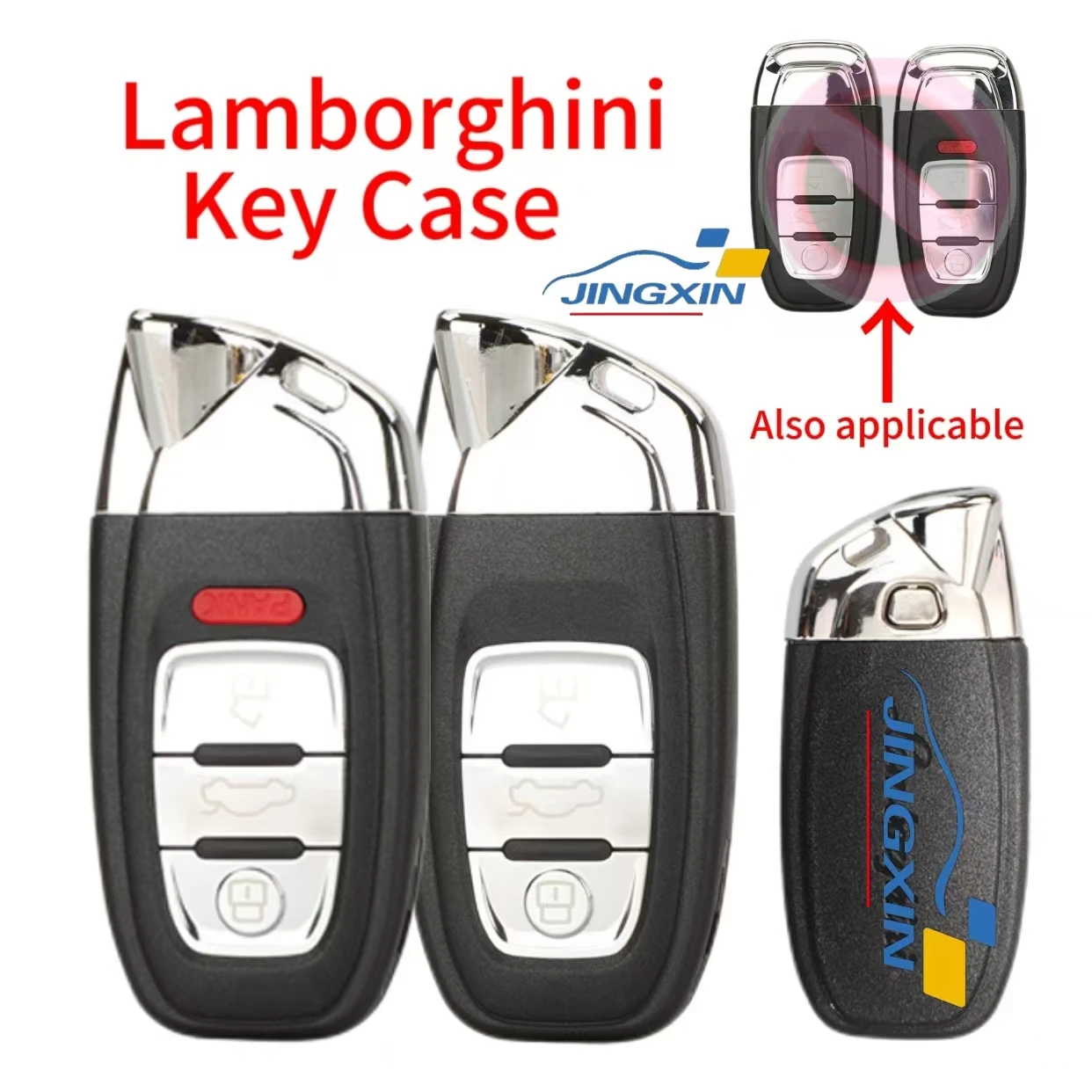 Jingxin  Car Key Fob Shell Keyless Entry Case Cover For Lamborghini for Audi 2008 2011 2012 2013 2014 A4 A5 Q5 With logo letters