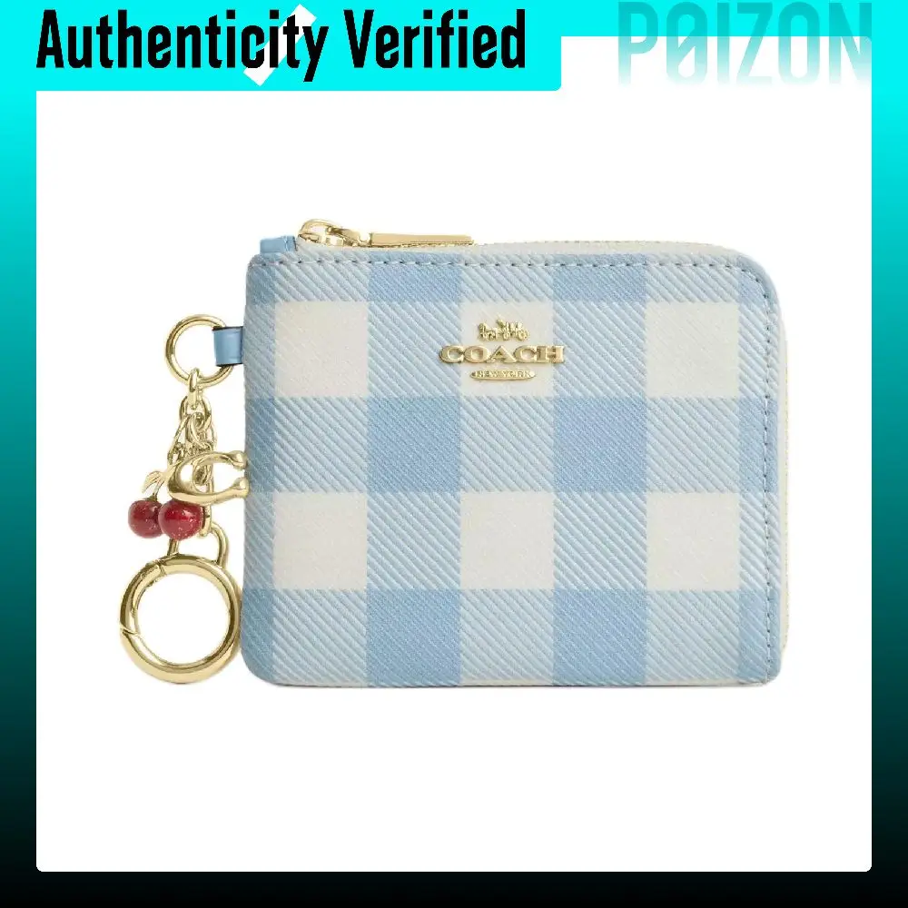 COACH コーナー ジップ エコフレンドリー コットン・ポリエステル混紡 ジャカード生地 カードホルダー 小さめ レディース ブルー CEU99-IMN48 1