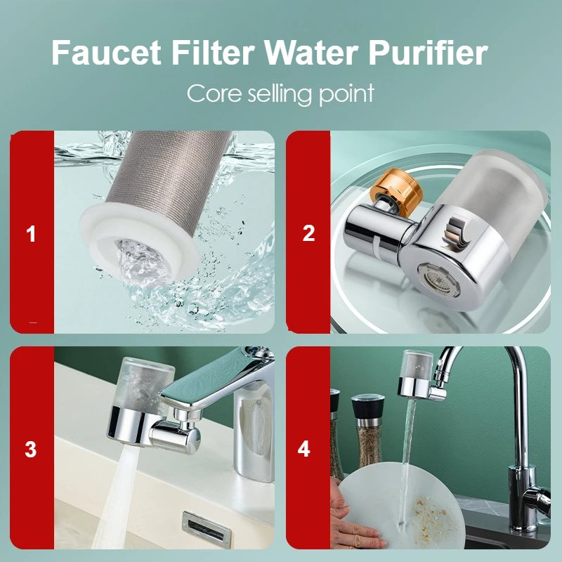 Bathtub Kitchen Pull-out Faucet Filter Water Purifier Splash-proof Booster Device Extensioner Universal Interface Water Purifier