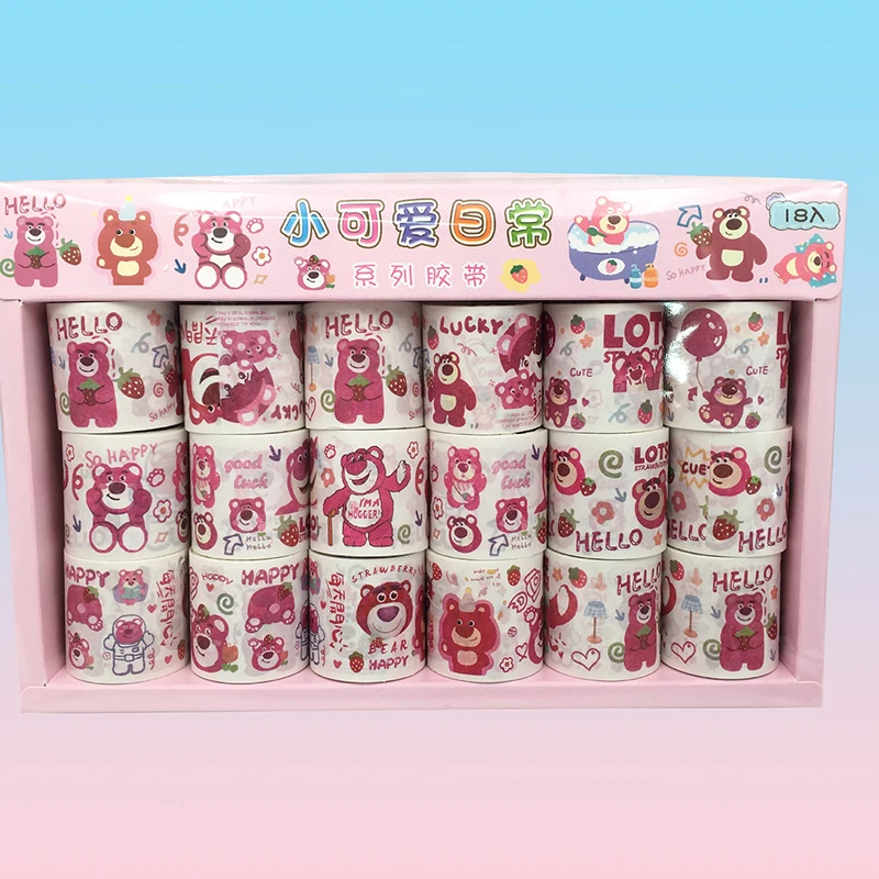 Disney-Lotso Huggin Urso Washi Tape, Arte Fita Adesiva Decorativa, DIY Scrapbooking Adesivo, Papelaria Escolar, Atacado, 18Pcs