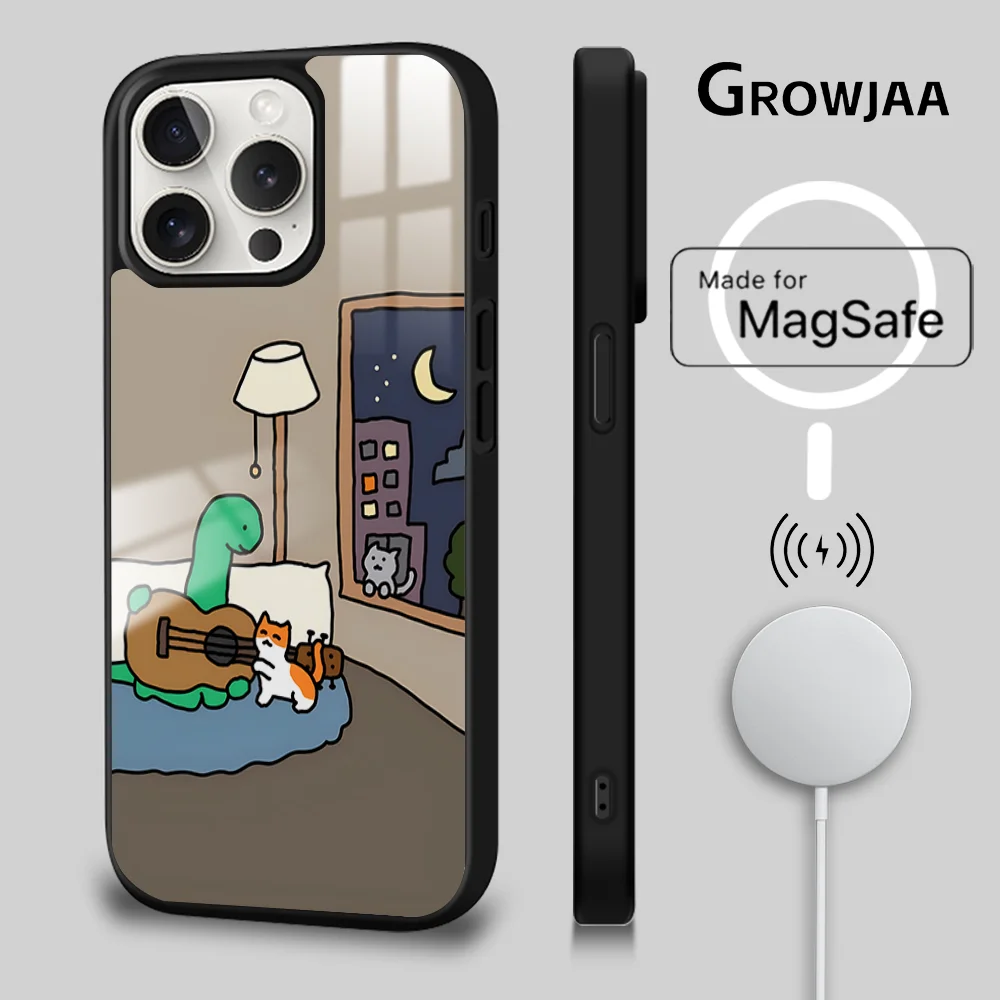 Cute J-Joguman Studios Phone Case For iPhone 16 15 14 13 12 11 Pro Max Plus Mini New Magsafe Mirror Wireless Magnetic Cover