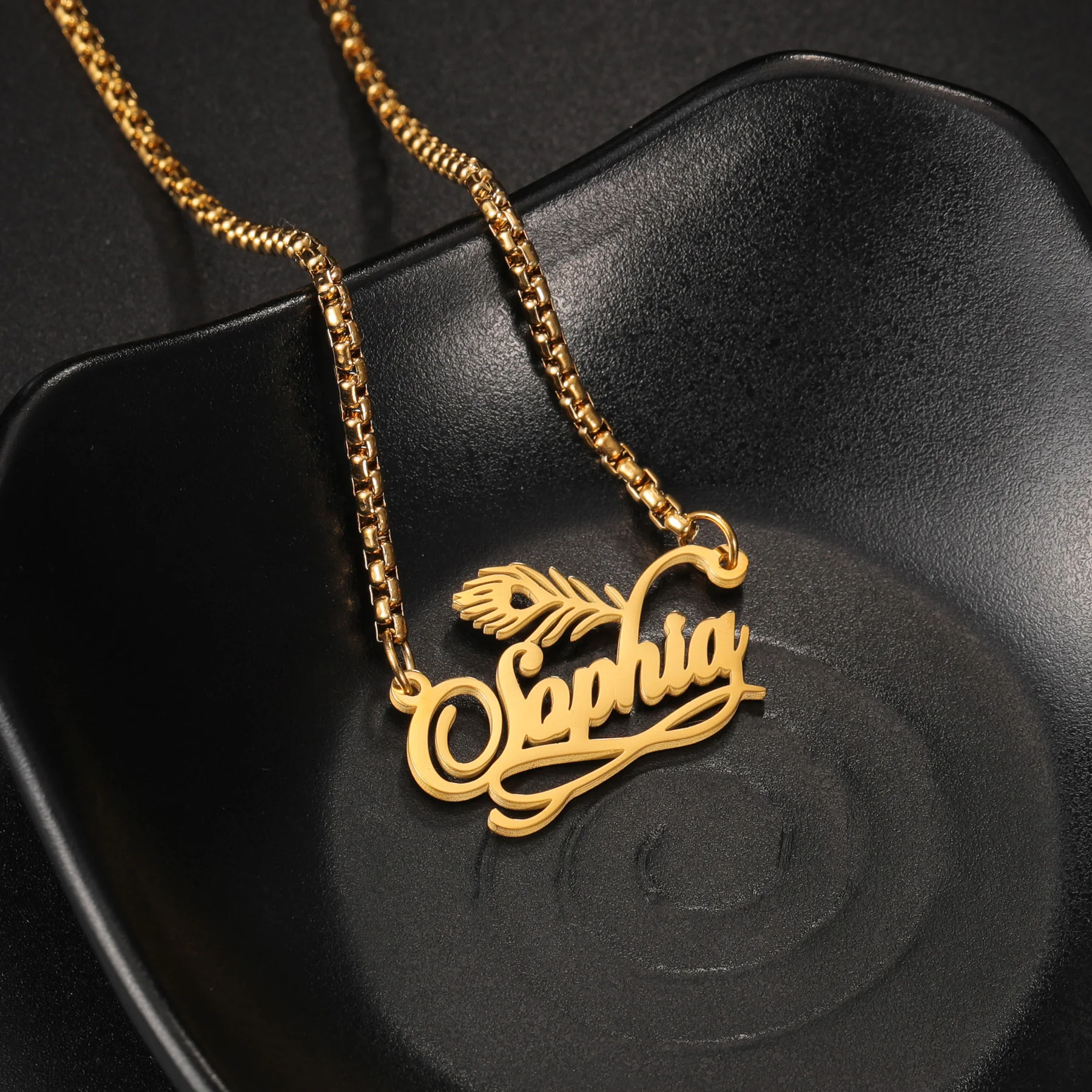 Atoztide اسم مخصص قلادة للنساء الطاووس ريشة السهم قلادة مجوهرات من صلب لا يصدأ سلسلة هدية عيد ميلاد شخصية #5