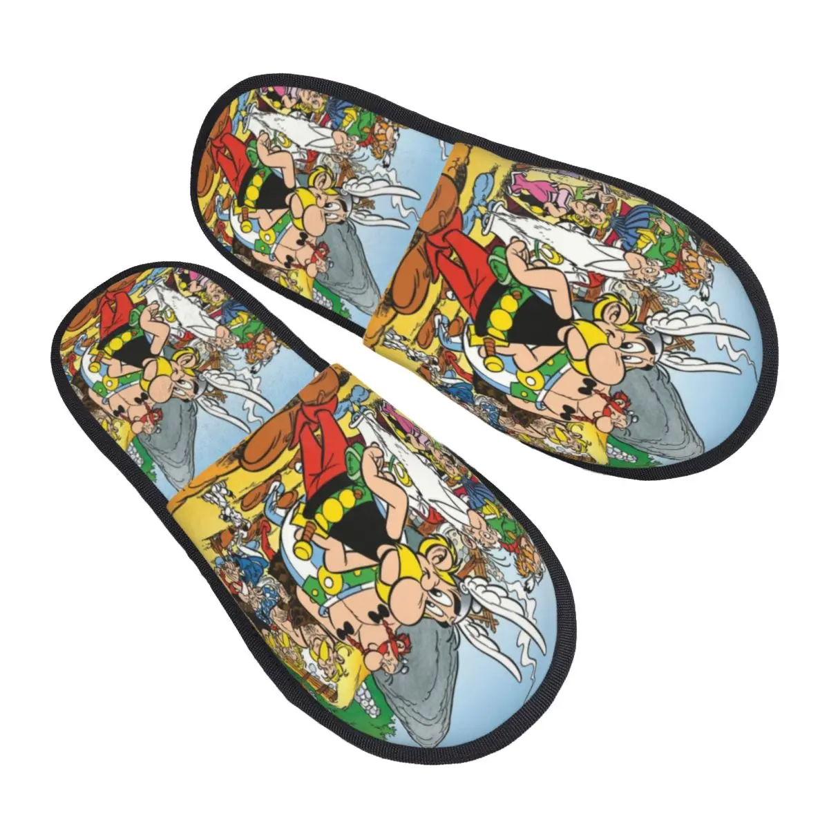 Custom Anime Asterix And Obelix Soft Memory Foam House Slippers Women Anime Cartoon Getafix Cozy Warm Anti-skid Sole Slipper