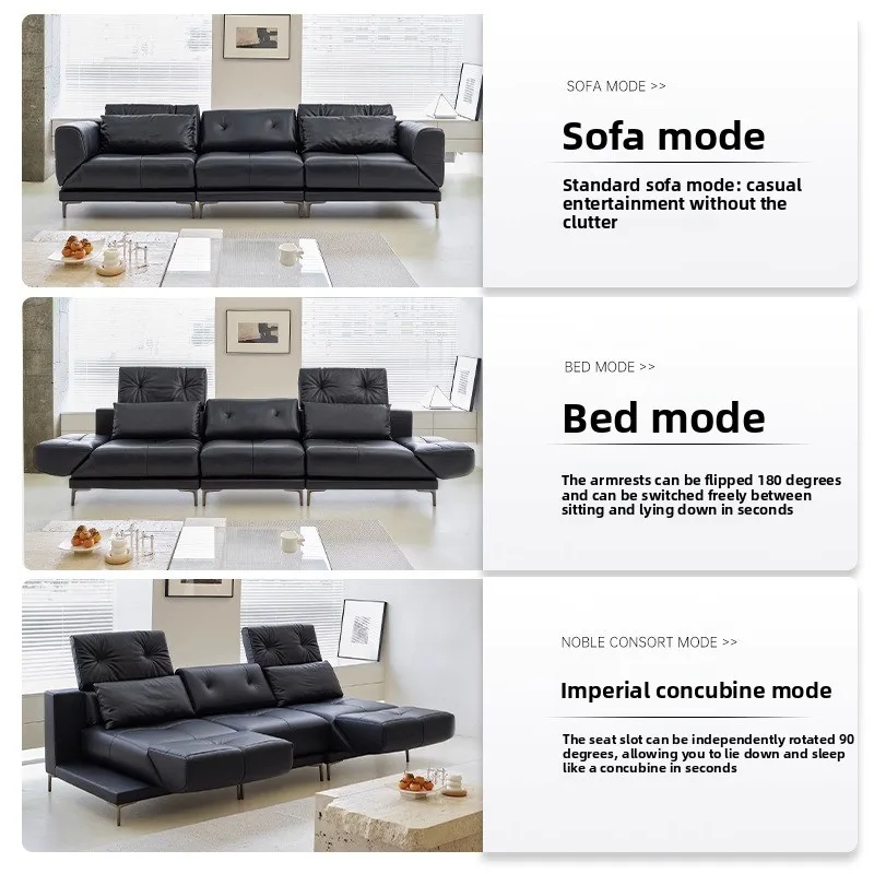 Multifunctional Vientiane Sofa Villa Living Room Light Luxury Full Leather Sofa