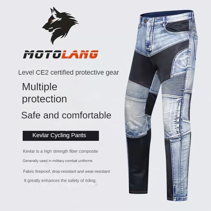 Motorcycle Pants Cycling Jeans Men and Women Summer Mesh Breathable Cycling Pants Kevlar Anti-drop Pants Wear Resistant